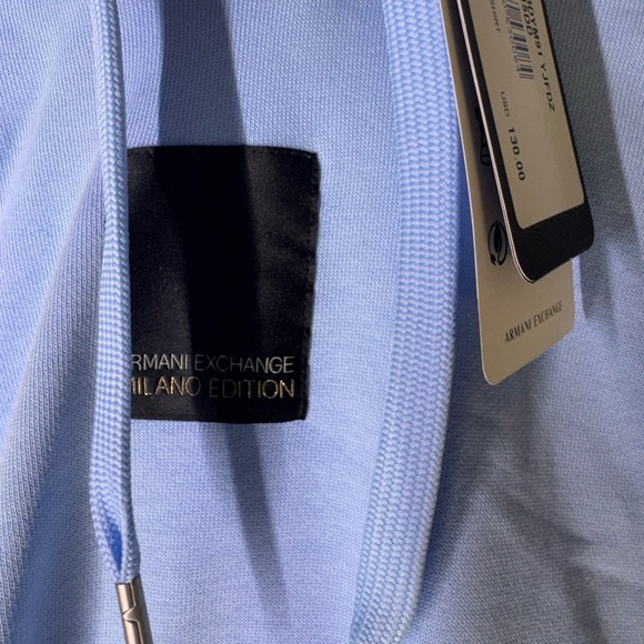 New Armani Exchange sweatshirt Light Blue Hoodie Mens medium - Picture 4 of 7